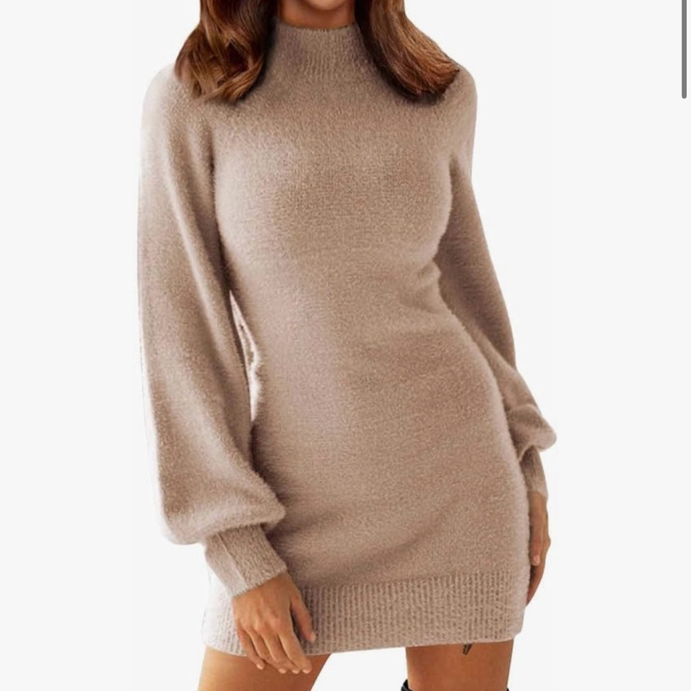 Exlura Mock Neck Ribbed Bodycon Sweater Dress Women’s Size Medium NWT